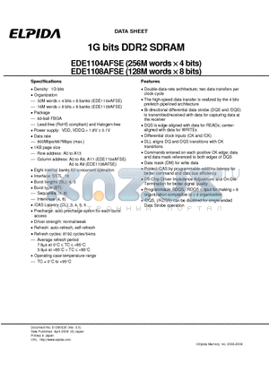 EDE1104AFSE-8E-F datasheet - 1G bits DDR2 SDRAM