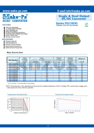 FKC10-24D05W datasheet - Single & Dual Output DC/DC Converter