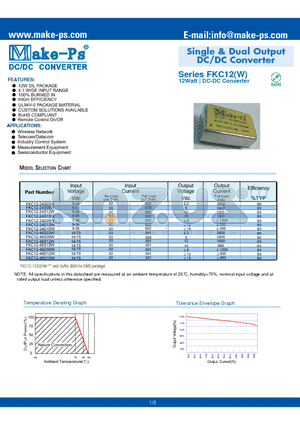 FKC12-24D15W datasheet - Single & Dual Output DC/DC Converter