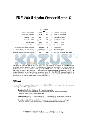 EDE1200 datasheet - Unipolar Stepper Motor IC