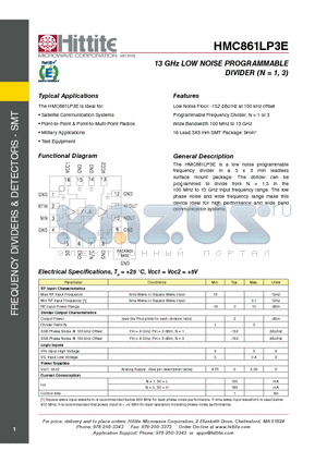 HMC861LP3E_12 datasheet - 13 GHz LOW NOISE PROGRAMMABLE