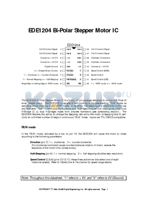 EDE1204 datasheet - Bi-Polar Stepper Motor IC