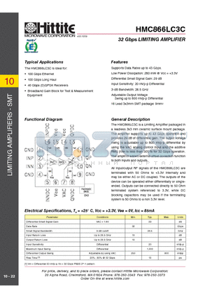 HMC866LC3C_09 datasheet - 32 Gbps LIMITING AMPLIFIER