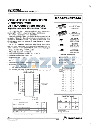 MC54HCT374A datasheet - OCTAL 3-STATE NONINVERTING D FLIP-FLOP WITH LSTTL-COM