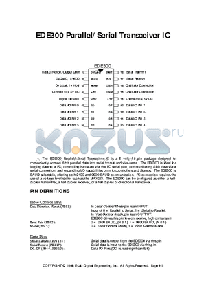 EDE300 datasheet - EDE300 Parallel/ Serial Transceiver IC