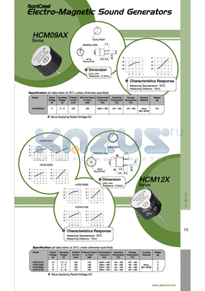 HCM1206X datasheet - Electro-Magnetic Sound Generators