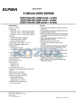 EDE5104AJSE datasheet - 512M bits DDR2 SDRAM