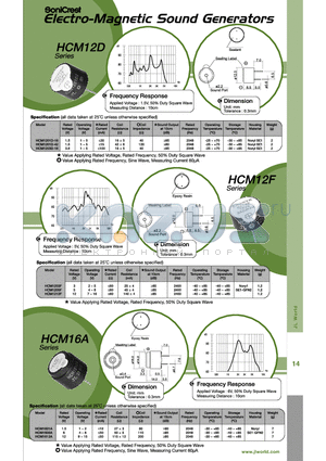 HCM1601A datasheet - Electro-Magnetic Sound Generators