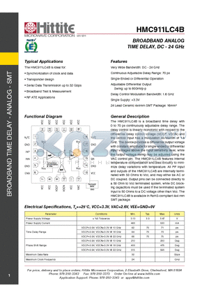 HMC911LC4B datasheet - BROADBAND ANALOG