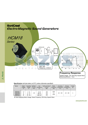 HCM1812 datasheet - Electro-Magnetic Sound Generators