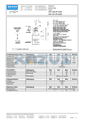 LS01-1A66-PP-1500W_DE datasheet - (deutsch) LS Level Sensor