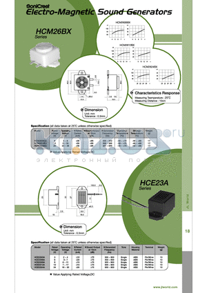 HCM2624BX datasheet - Electro-Magnetic Sound Generators