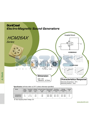 HCM2612AX datasheet - Electro-Magnetic Sound Generators