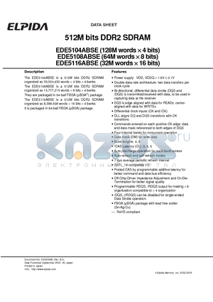 EDE5108ABSE-4A-E datasheet - 512M bits DDR2 SDRAM