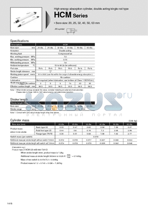 HCMLB-20B-500-T2H-D-QI datasheet - High enerhy absorption cylinder, double acting/single rod type