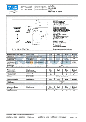 LS01-1B66-PP-2000W_DE datasheet - (deutsch) LS Level Sensor