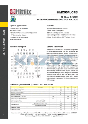 HMC954LC4B datasheet - WITH PROGRAMMABLE OUTPUT VOLTAGE
