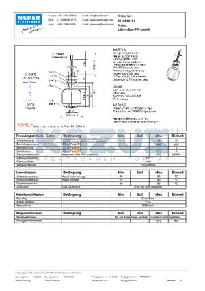 LS01-1B84-PP-1000W_DE datasheet - (deutsch) LS Level Sensor