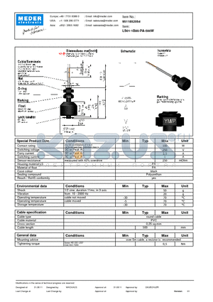 LS01-1B85-PA-500W datasheet - LS Level Sensor