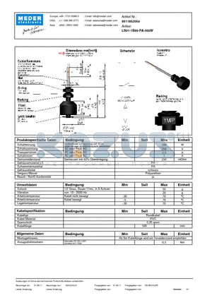 LS01-1B85-PA-500W_DE datasheet - (deutsch) LS Level Sensor