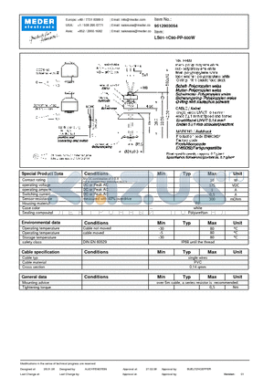 LS01-1C90-PP-500W datasheet - LS Level Sensor