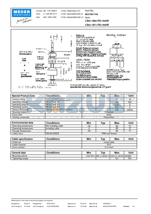 LS02-1A66-PA-1500W datasheet - LS Level Sensor