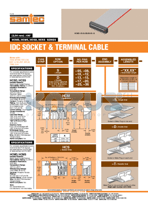 HCMS-09-D-18.75-01-S datasheet - IDC SOCKET & TERMINAL CABLE