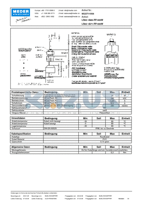 LS02-1A66-PP-500W_DE datasheet - (deutsch) LS Level Sensor