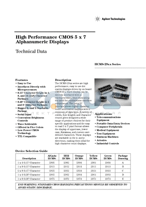 HCMS-2904 datasheet - High Performance CMOS 5 x 7 Alphanumeric Displays