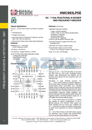 HMC983LP5E_12 datasheet - DC - 7 GHz FRACTIONAL-N DIVIDER