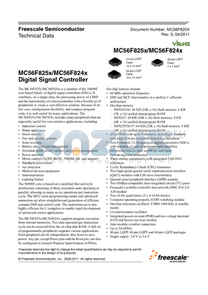 MC56F8256MLF datasheet - Digital Signal Controller Battery chargers and management