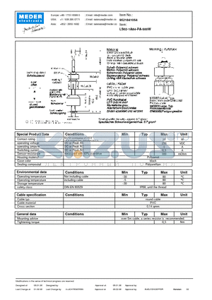 LS02-1A84-PA-500W datasheet - LS Level sensor