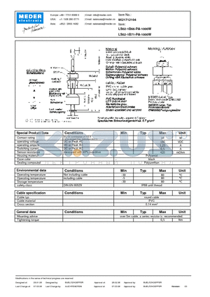 LS02-1B66-PA-1000W datasheet - LS Level Sensor