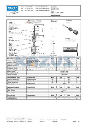 LS02-1A85-S-500W datasheet - LS Level Sensor