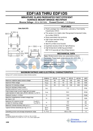 EDF1BS datasheet - MINIATURE GLASS PASSIVATED FAST EFFICIENT SURFACE MOUNT BRIDGE RECTIFIER