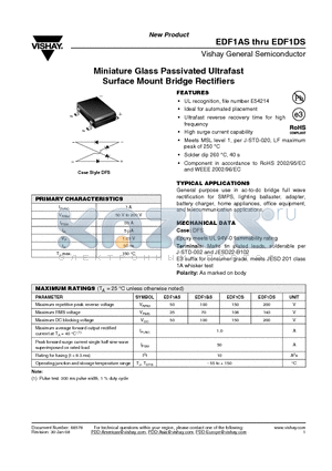 EDF1CS datasheet - Miniature Glass Passivated Ultrafast Surface Mount Bridge Rectifiers