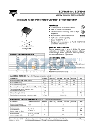 EDF1DM datasheet - Miniature Glass Passivated Ultrafast Bridge Rectifier