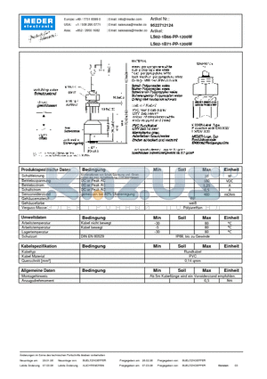 LS02-1B66-PP-1200W_DE datasheet - (deutsch) LS Level Sensor