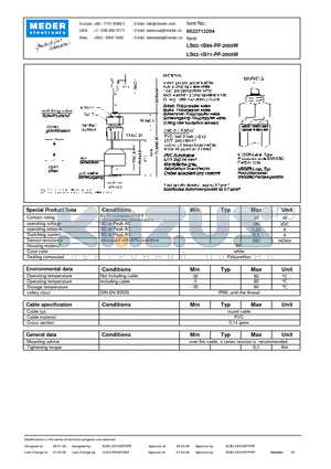 LS02-1B66-PP-2000W datasheet - LS Level Sensor