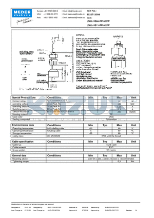LS02-1B66-PP-500W datasheet - LS Level Sensor