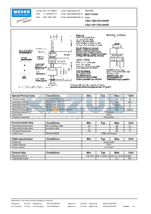 LS02-1B71-PA-2000W datasheet - LS Level Sensor