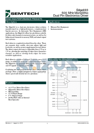 EDGE693 datasheet - 500 MHz Monolithic Dual Pin Electronics Driver