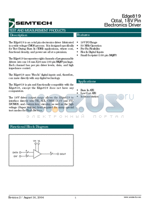 EDGE819 datasheet - Octal, 18V Pin Electronics Driver