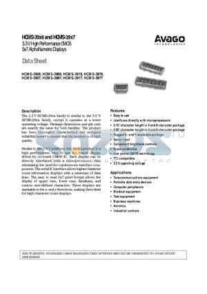 HCMS-3906 datasheet - 3.3 V High Performance CMOS 5x7 AlphaNumeric Displays