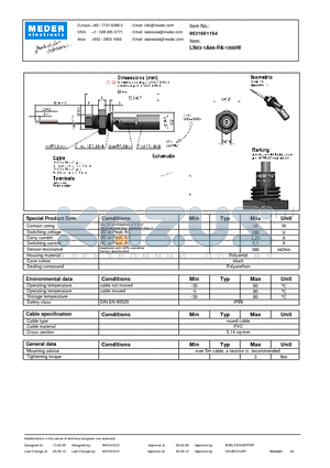 LS03-1A66-PA-1500W datasheet - LS Level Sensor