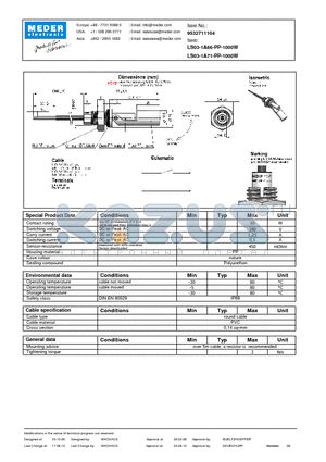 LS03-1A66-PP-1000W datasheet - LS Level Sensor
