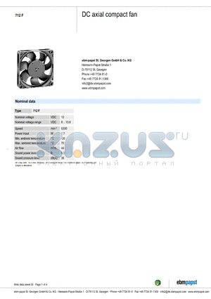 712F datasheet - DC axial compact fan