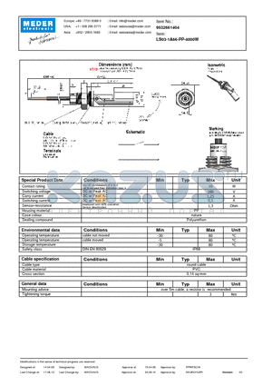 LS03-1A66-PP-4000W datasheet - LS Level Sensor