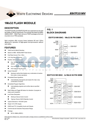 EDI7F2331MV150BNC datasheet - 1Mx32 FLASH MODULE