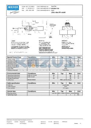 LS03-1A84-PP-1000W datasheet - LS Level Sensor